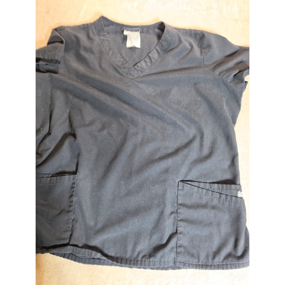 Butter-Soft Scrubs by UA Black V-Neck Short Sleeve Medical Scrub Top Womens XL